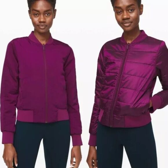 Lululemon Womens Puffer Jacket 6 Non Stop Bomber Reversible Quilted Zip Marvel - Picture 10 of 12